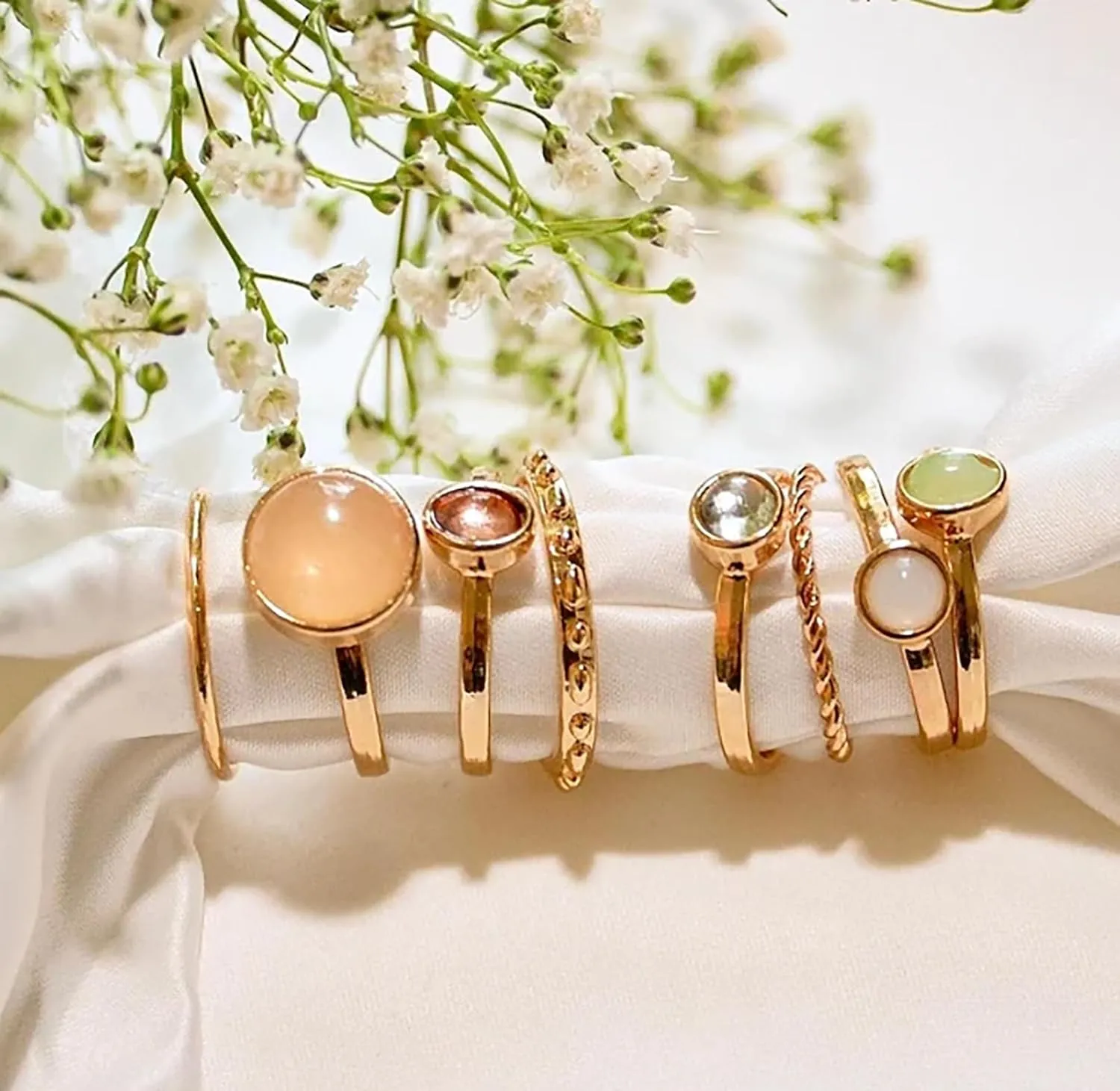ItsStarred 7-19pcs Silver Star Moon Knuckle Ring Set for Women Vintage Stackable Midi Finger Rings Set