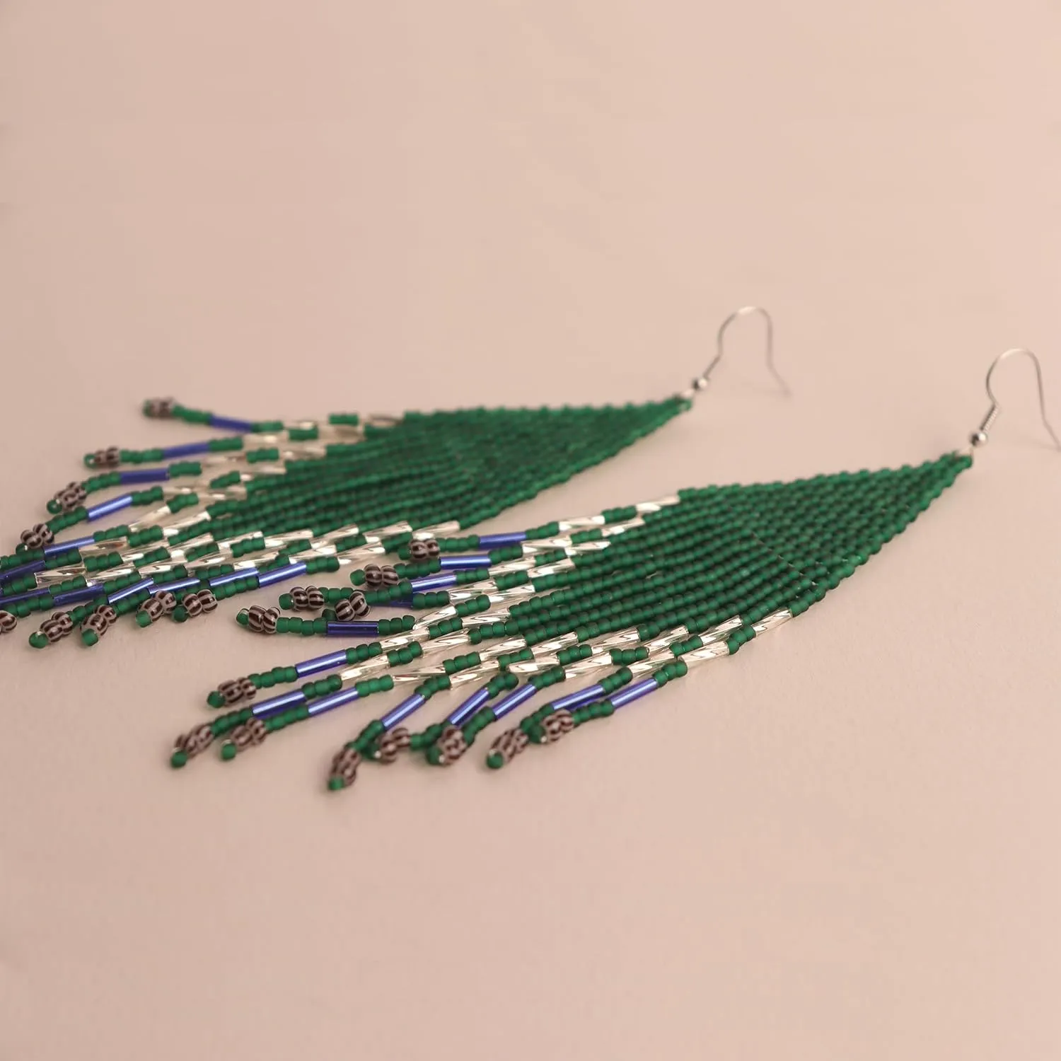 JeanBeau Seed Beads Tassel Earrings for Women Teen,Long Boho Handmade Colorful Beaded Dangle Drop Fringe Dangling Bohemian Accessories Summer Prom Party Jewelry Gift