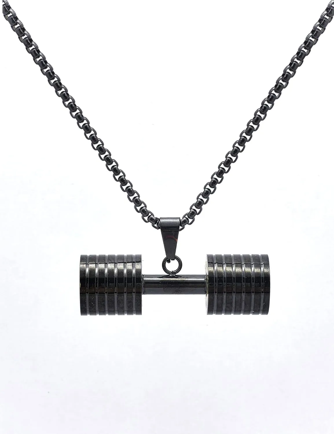 Jewelry Mens Women's Stainless Steel Fitness Gym Dumbbell Barbell Chain Pendant Necklace