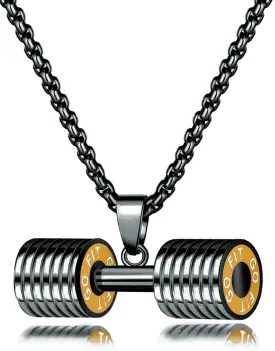 Jewelry Mens Women's Stainless Steel Fitness Gym Dumbbell Barbell Chain Pendant Necklace