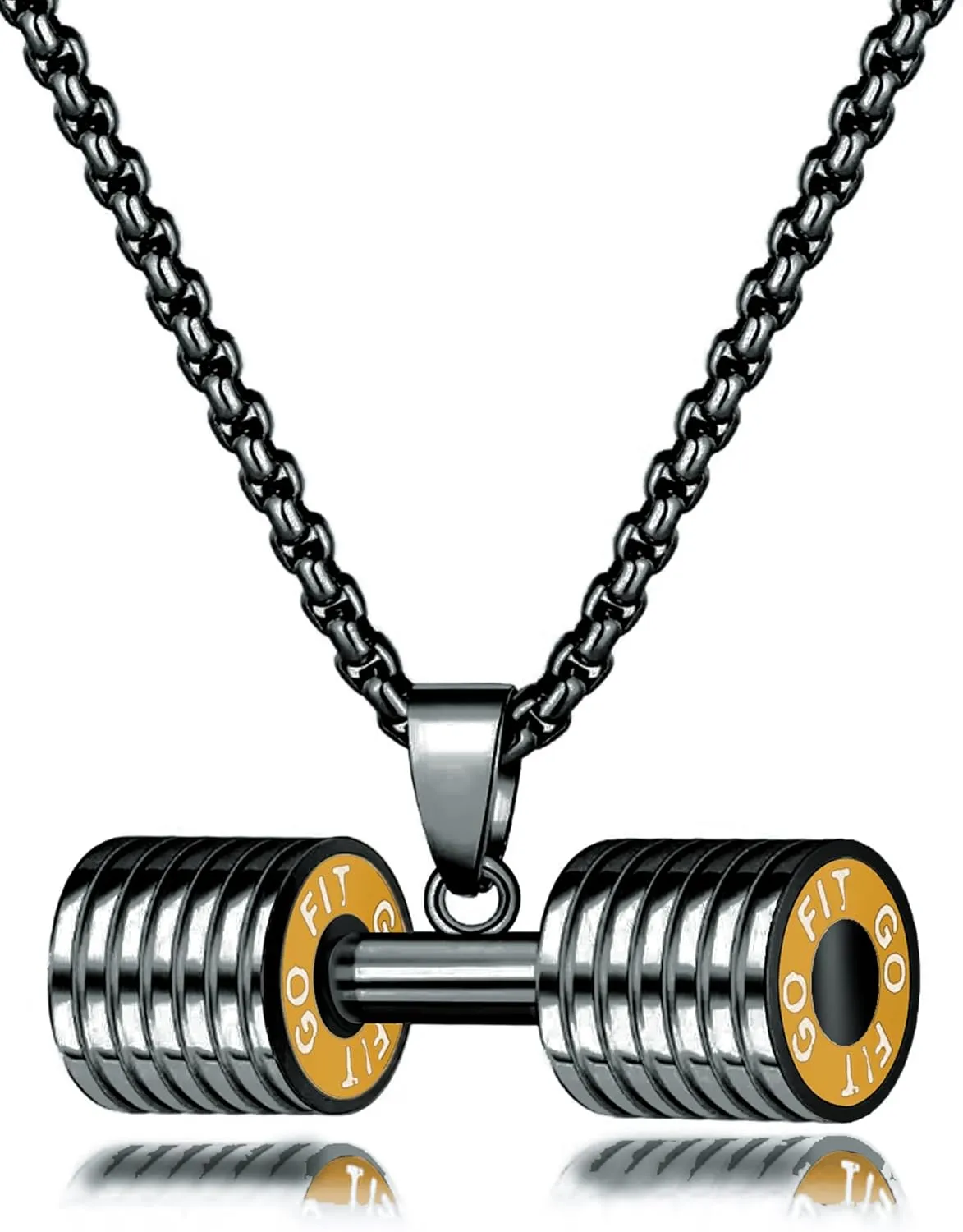 Jewelry Mens Women's Stainless Steel Fitness Gym Dumbbell Barbell Chain Pendant Necklace