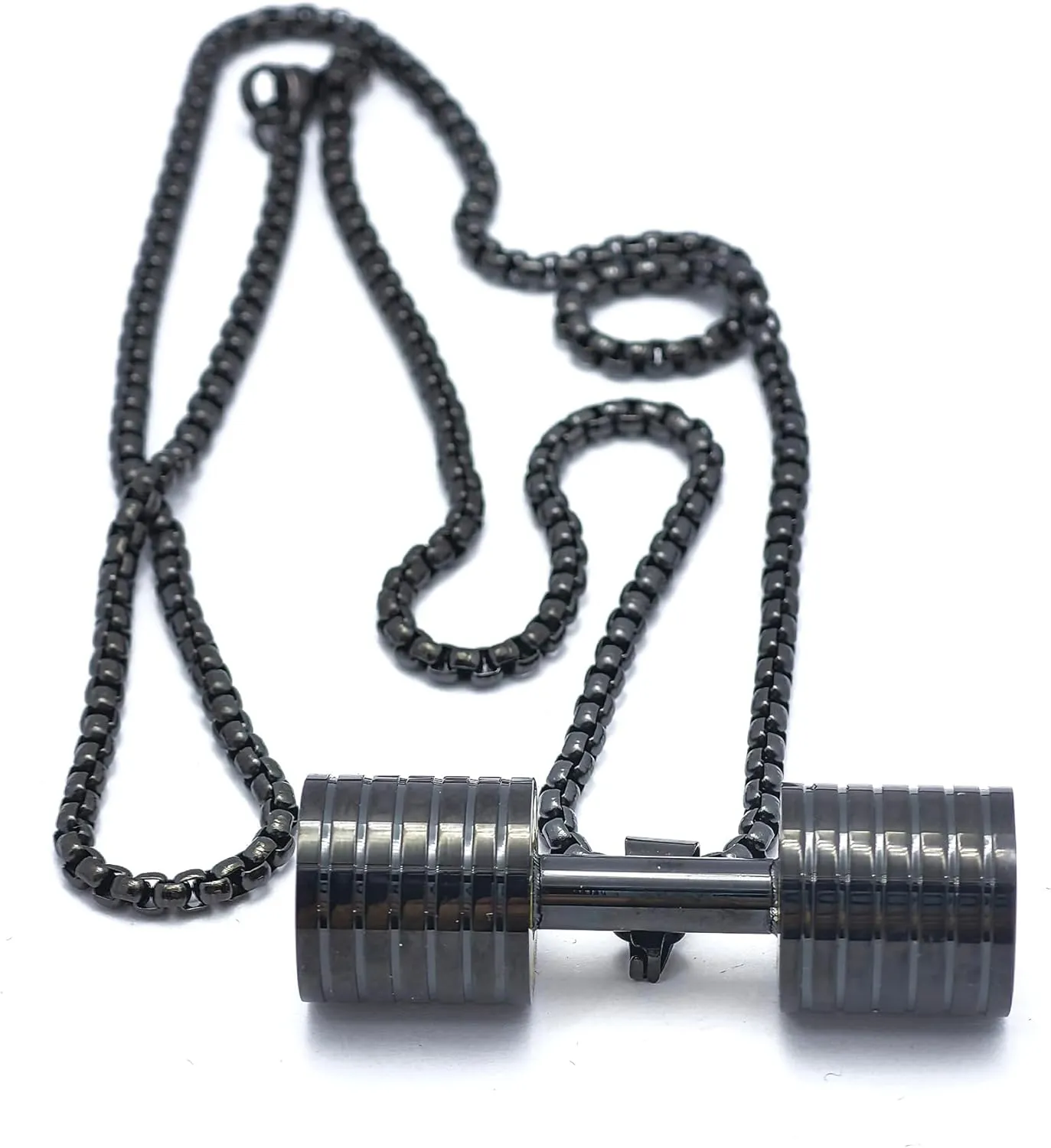 Jewelry Mens Women's Stainless Steel Fitness Gym Dumbbell Barbell Chain Pendant Necklace