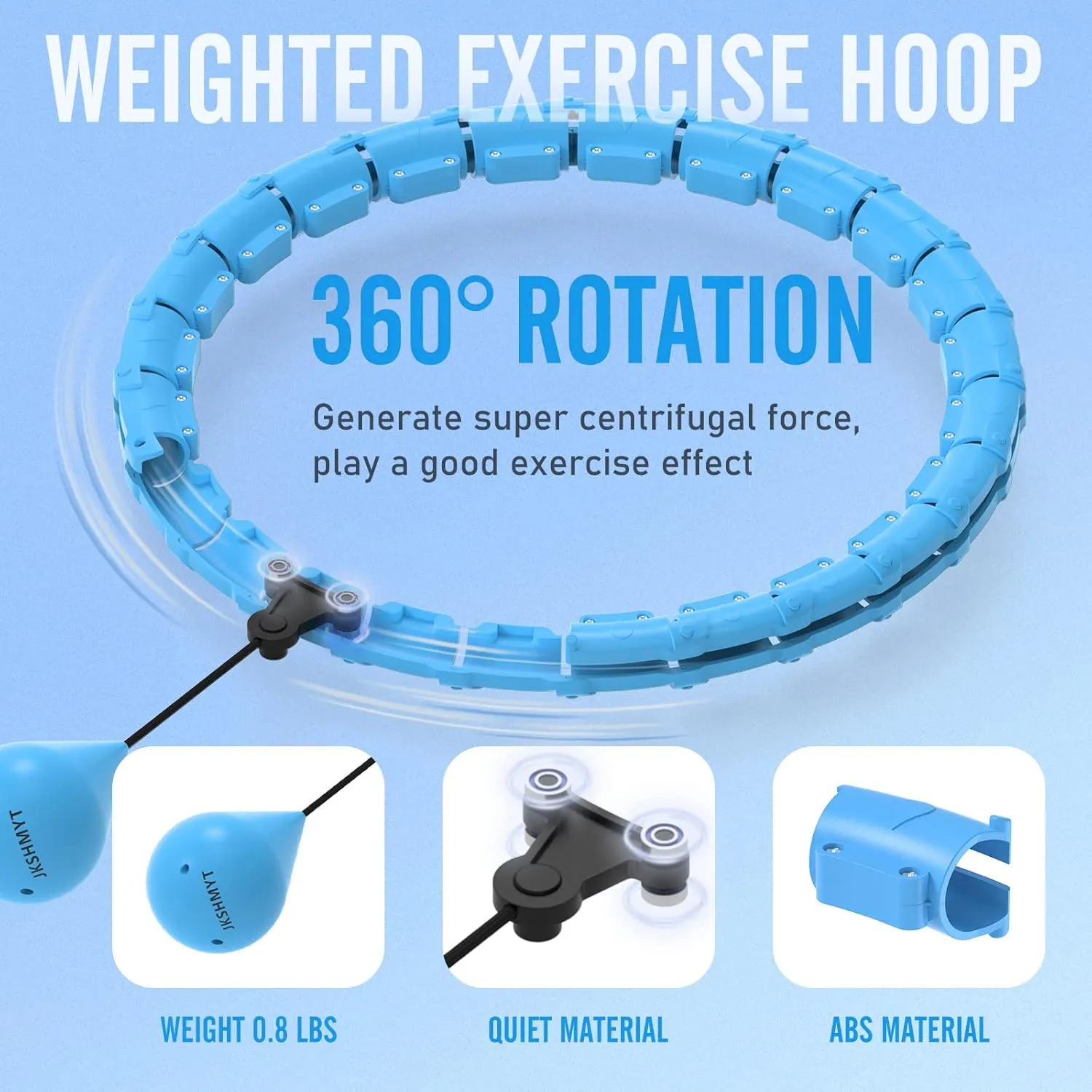JKSHMYT Weighted Hula Circle Hoops for Adults Weight Loss, Infinity Fitness Hoop Plus Size 47 Inch, 24 Detachable Links, Exercise Hoop Suitable for Women and Beginners