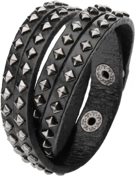 Jovivi Men Women Punk Rock Genuine Leather Multi Layers Spike Studded Rivets Strap Wrap Biker Leather Cuff Bracelet Bangle Wristband, Black