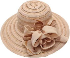 Kentucky Organza Wide Brim Sun Hat Summer Derby Hats for Tea Party Wide Brim Bowler Cap