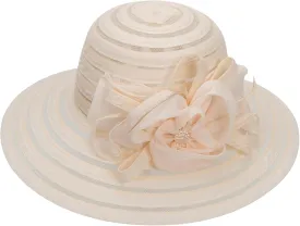 Kentucky Organza Wide Brim Sun Hat Summer Derby Hats for Tea Party Wide Brim Bowler Cap