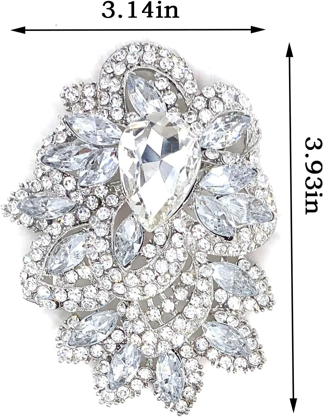 LAXPICOL Big Large Women's Vintage Austrian Crystal Elegant Flower Teardrop Brooch Gold Tone