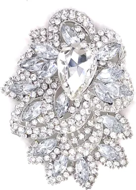 LAXPICOL Big Large Women's Vintage Austrian Crystal Elegant Flower Teardrop Brooch Gold Tone