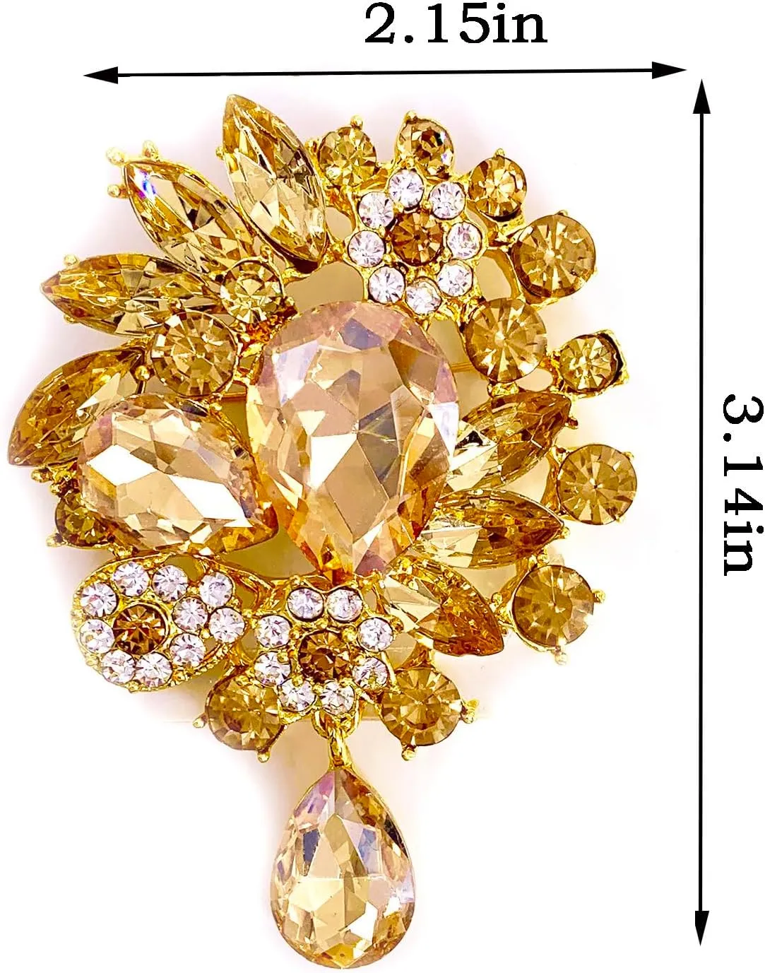 LAXPICOL Vintage Wedding Bridal Big Blue Crystal Rhinestone Tear drop Brooch Pin for Women