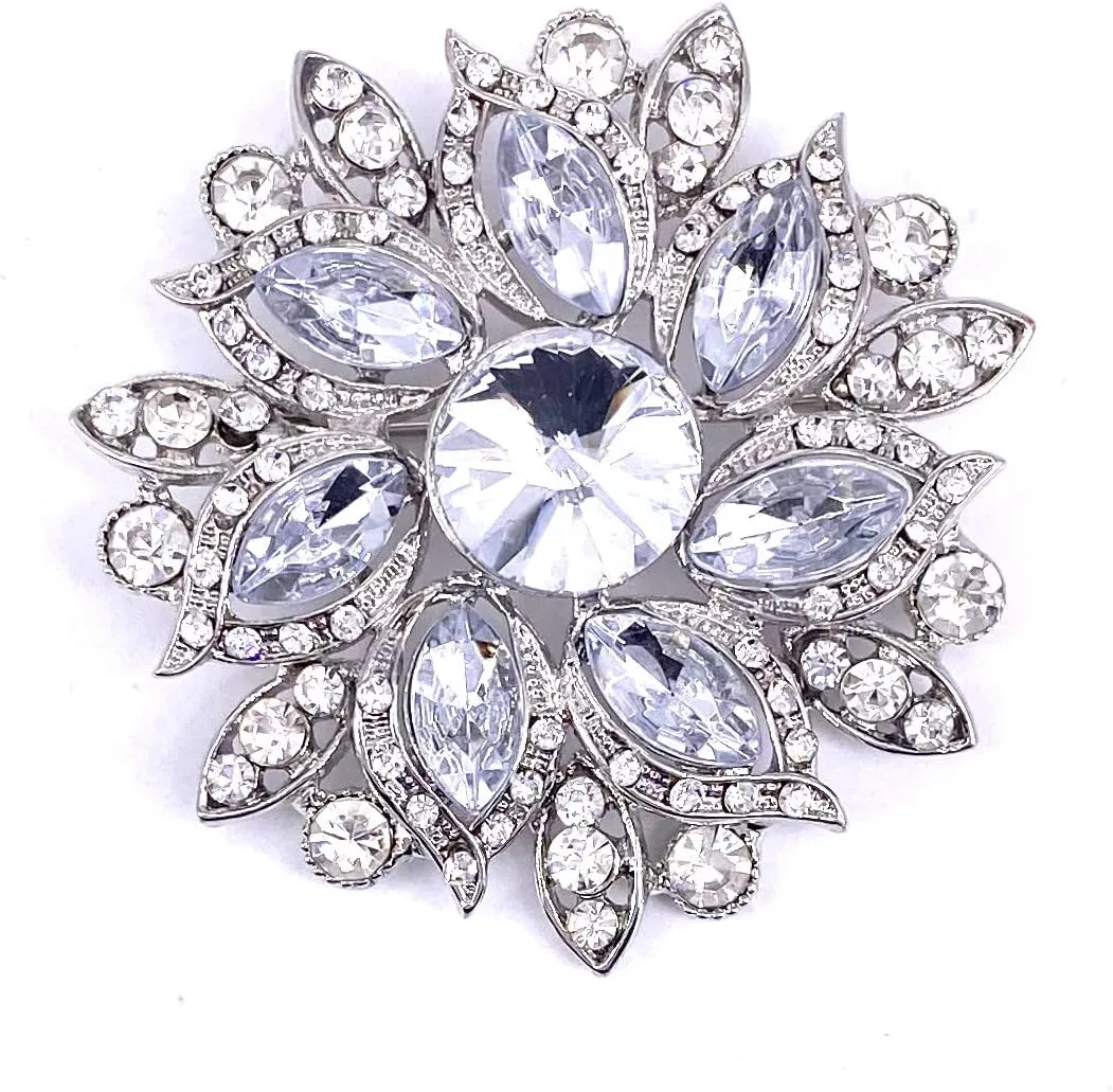 LAXPICOL Vintage Women's Austrian Crystal Elegant Flower Brooch Wedding Broach Pin