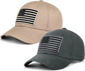 LCZTN 2 Pack American Flag Baseball Cap for Men Women,Low Profile USA Plain Dad Hat