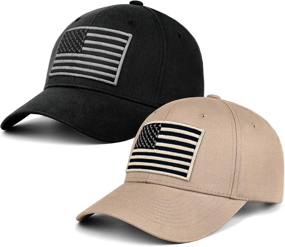 LCZTN 2 Pack American Flag Baseball Cap for Men Women,Low Profile USA Plain Dad Hat
