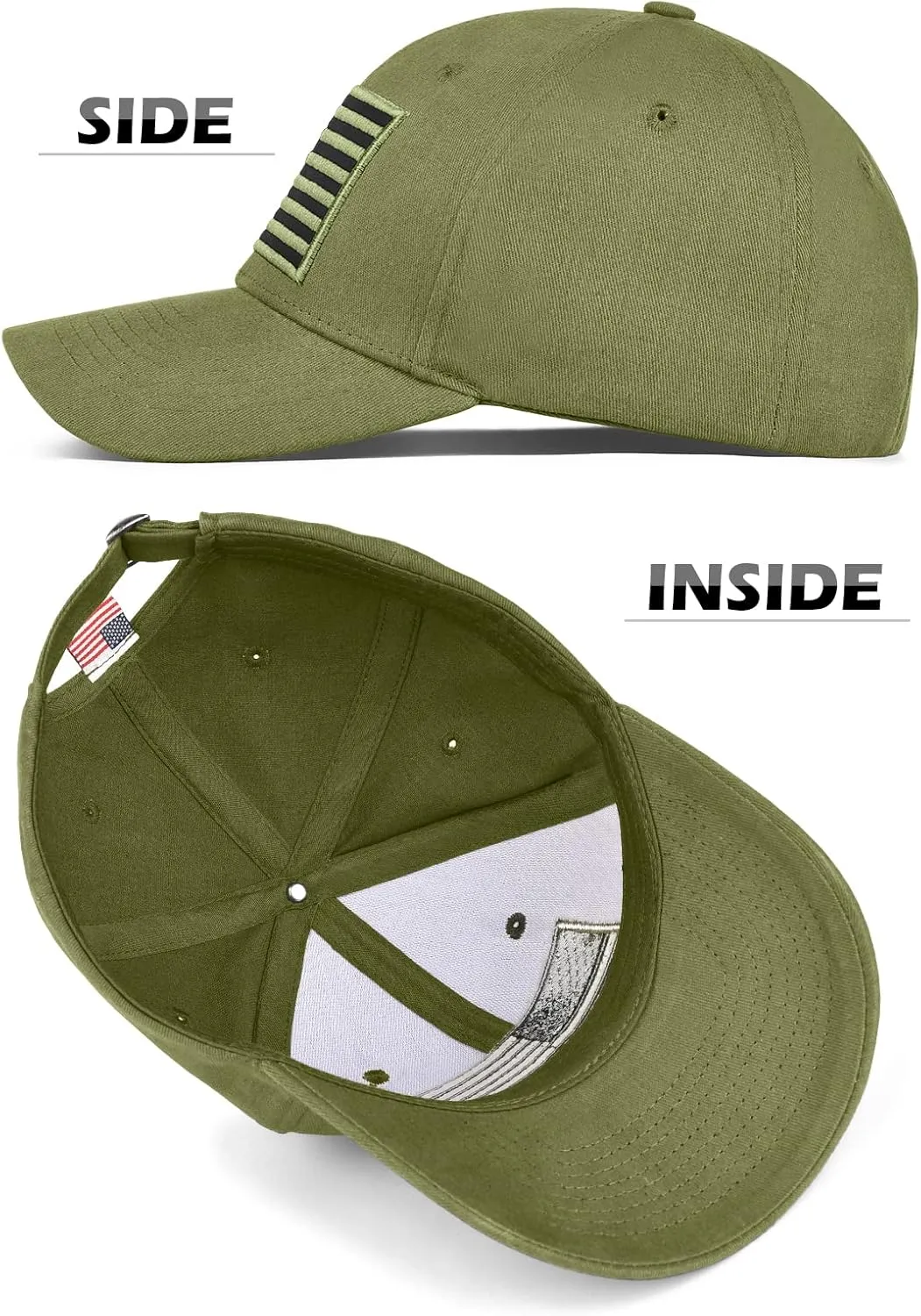 LCZTN 2 Pack American Flag Baseball Cap for Men Women,Low Profile USA Plain Dad Hat