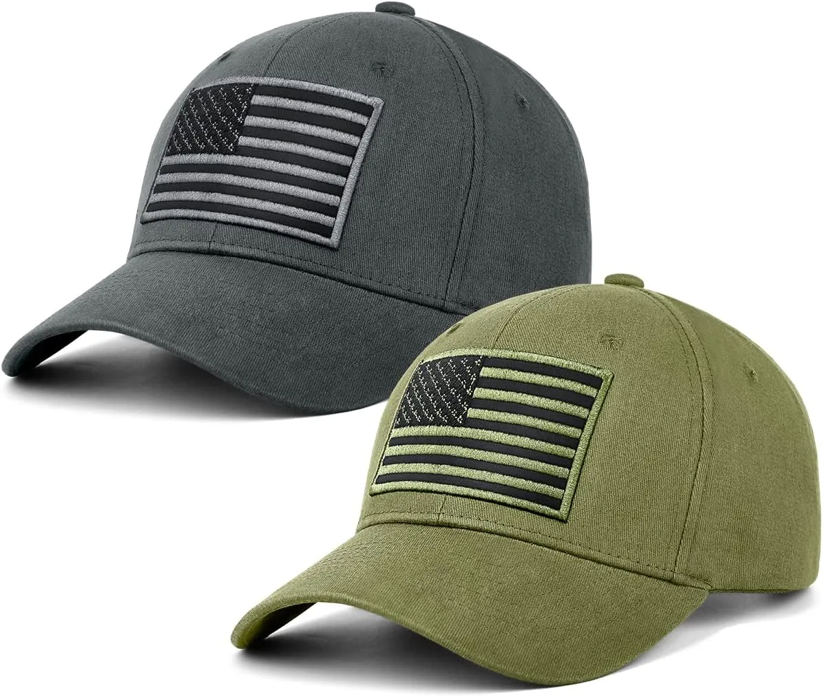 LCZTN 2 Pack American Flag Baseball Cap for Men Women,Low Profile USA Plain Dad Hat