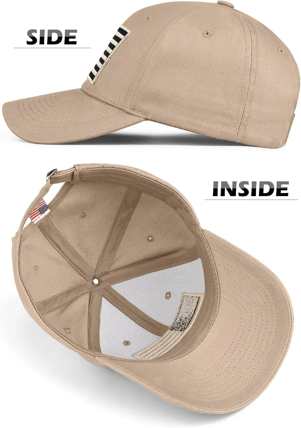 LCZTN 2 Pack American Flag Baseball Cap for Men Women,Low Profile USA Plain Dad Hat