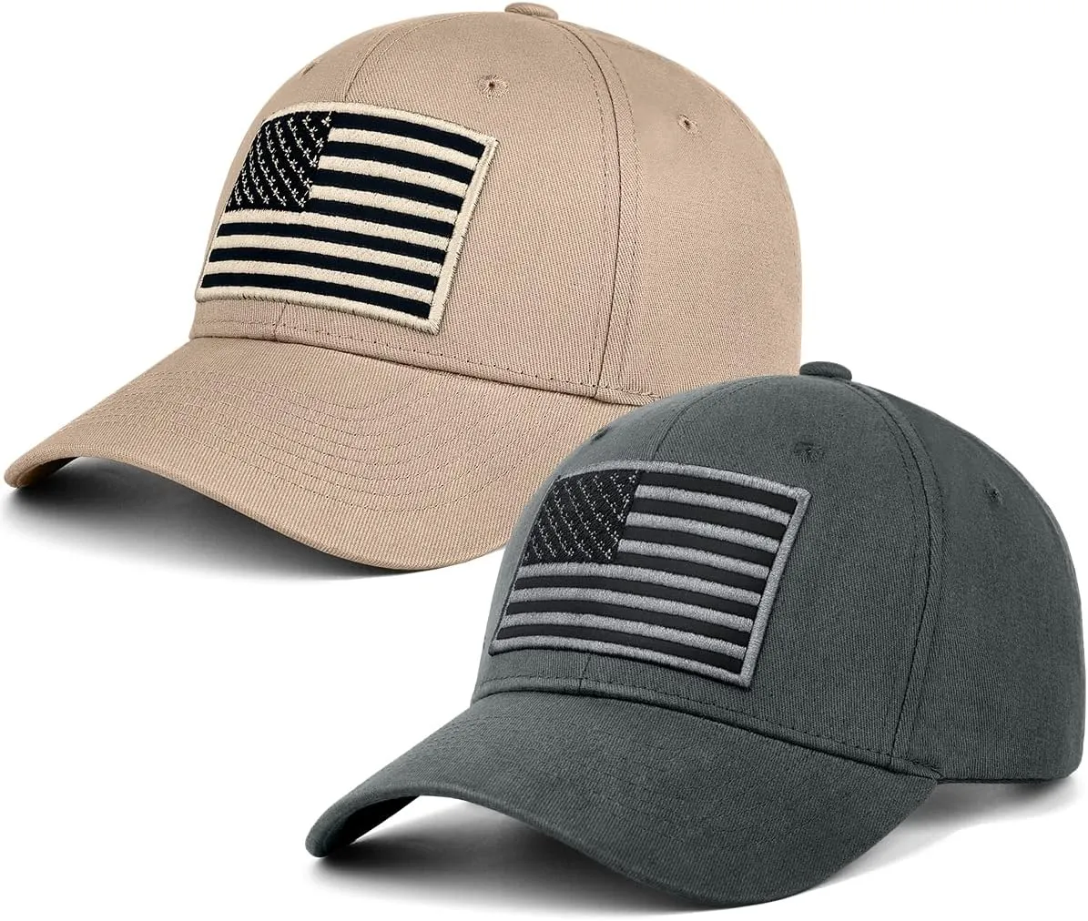LCZTN 2 Pack American Flag Baseball Cap for Men Women,Low Profile USA Plain Dad Hat