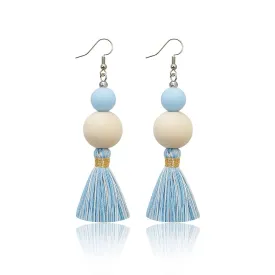 Light Blue Tassel Earrings for Women Dangling Lightweight Cute Earrings Handmade Blue Dangle Earrings for Girls