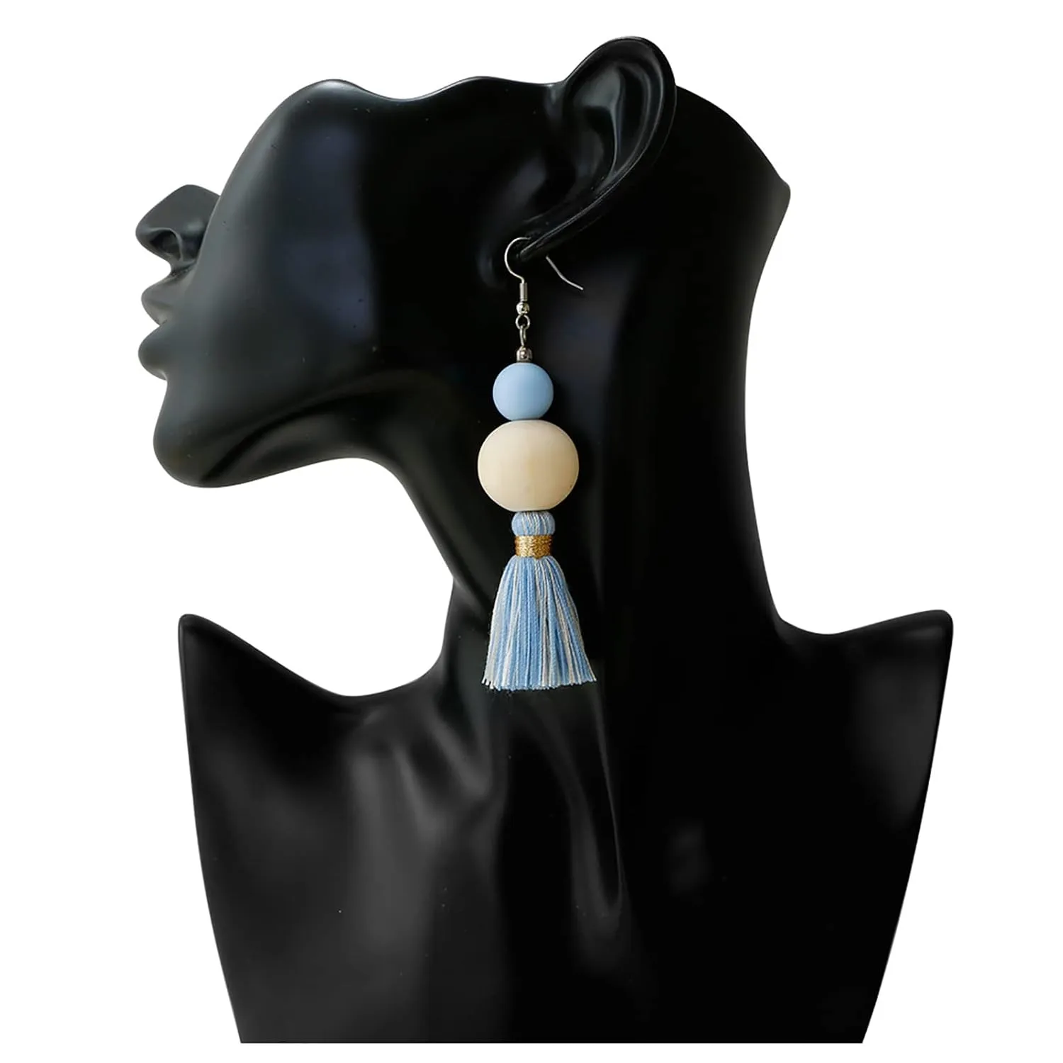 Light Blue Tassel Earrings for Women Dangling Lightweight Cute Earrings Handmade Blue Dangle Earrings for Girls