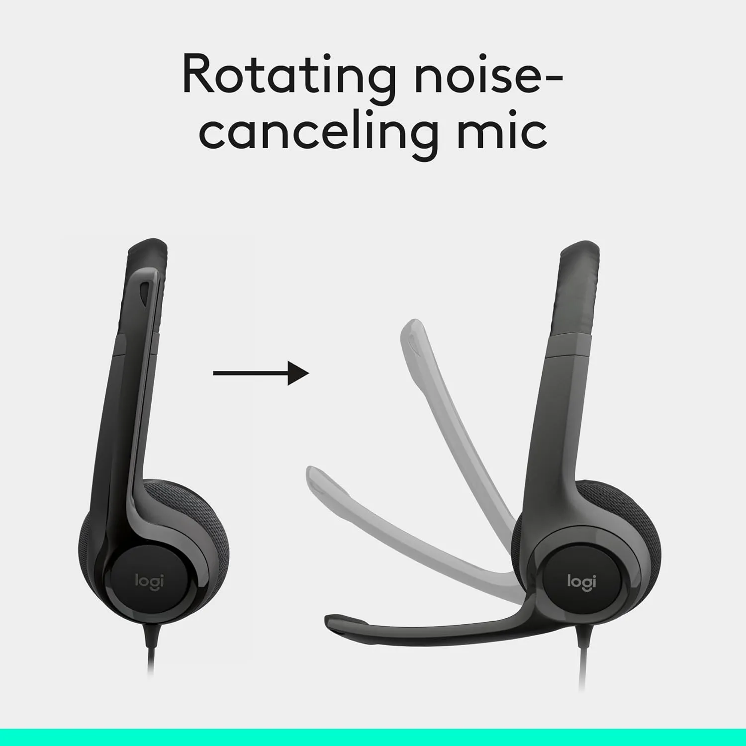 Logitech H390 Gaming Headphones, Wired Headphones with Mic, USB Headset with Microphone for PC, Noise Cancelling Microphone for Video Meetings, Music, Gaming - Black