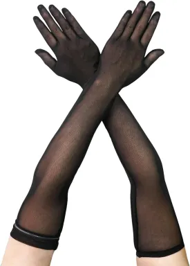 Luwint Non-slip Mesh Sheer Long Gloves for Women Teen Girls Opera Dress Party Costume