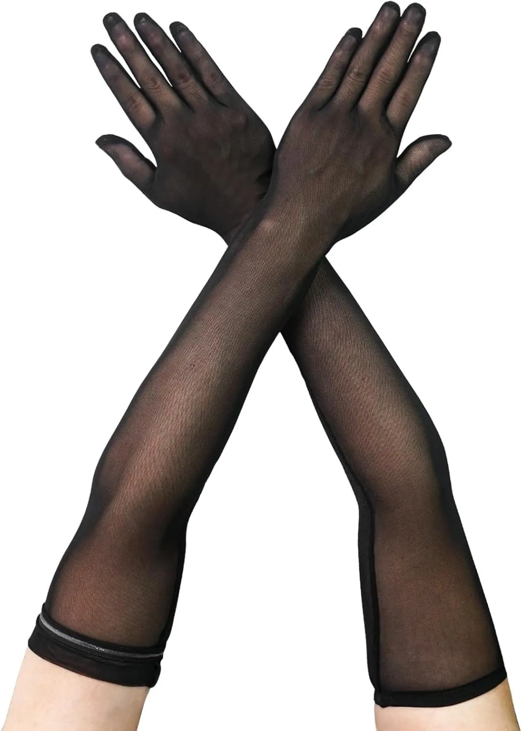 Luwint Non-slip Mesh Sheer Long Gloves for Women Teen Girls Opera Dress Party Costume