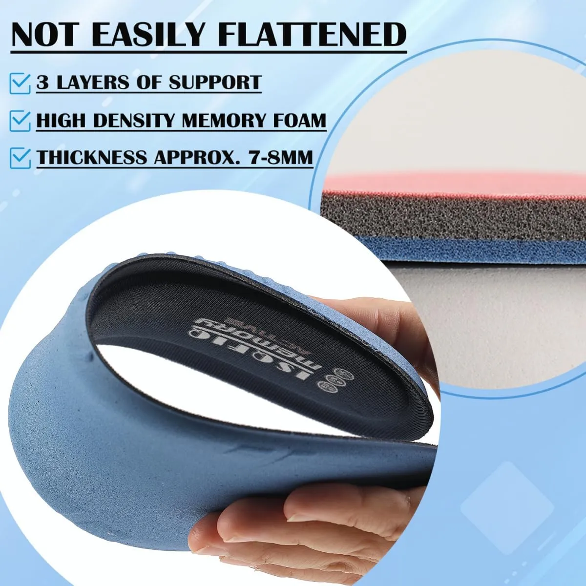 Memory Foam Insoles for Men, Replacement Shoe Inserts for Work Boot, Sneakers, Running Shoes, Cushion Shock Absorbing for Foot Pain Relief, Comfort Inner Soles Black US 10M