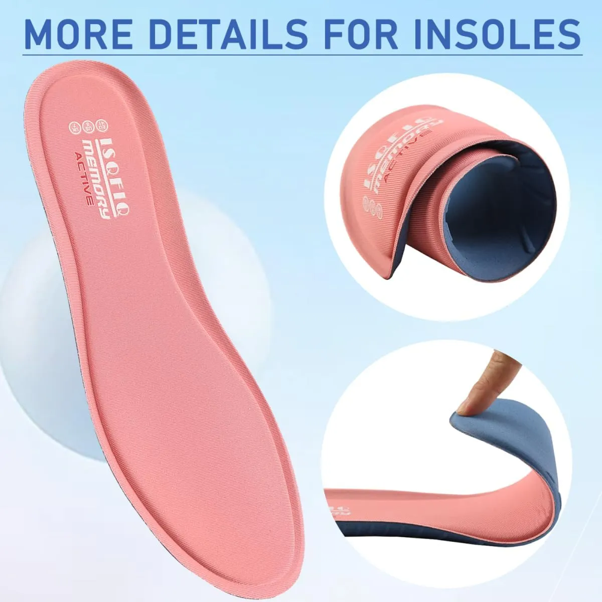 Memory Foam Insoles for Men, Replacement Shoe Inserts for Work Boot, Sneakers, Running Shoes, Cushion Shock Absorbing for Foot Pain Relief, Comfort Inner Soles Black US 10M