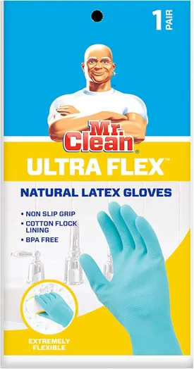 Mr. Clean Bliss Premium Reusable Latex-Free Vinyl Cleaning Gloves with Non-Slip Grip
