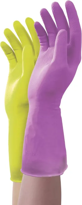 Mr. Clean Duet, Natural Latex, Beaded Cuff, Cotton Flock Lining, Non-Slip Grip Gloves, Large