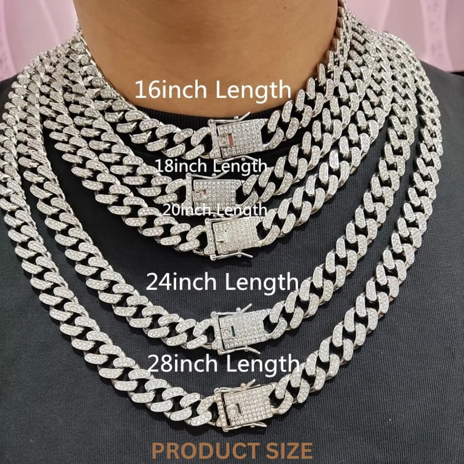 N-Made Beautiful Hip Hop Trust No One Pendant Necklace - Iced Out Pendant, Cuban Chain Width 13mm