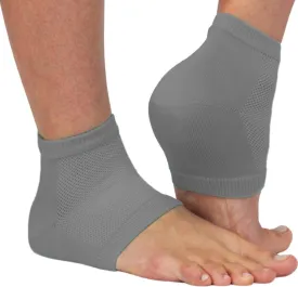 NatraCure Vented Moisturizing Gel Heel Sleeves & Socks for Cracked Feet with Aloe & Shea - Foot Softening Socks for Dry, Cracked Feet & Rough Heel Pain Relief - Gray, L
