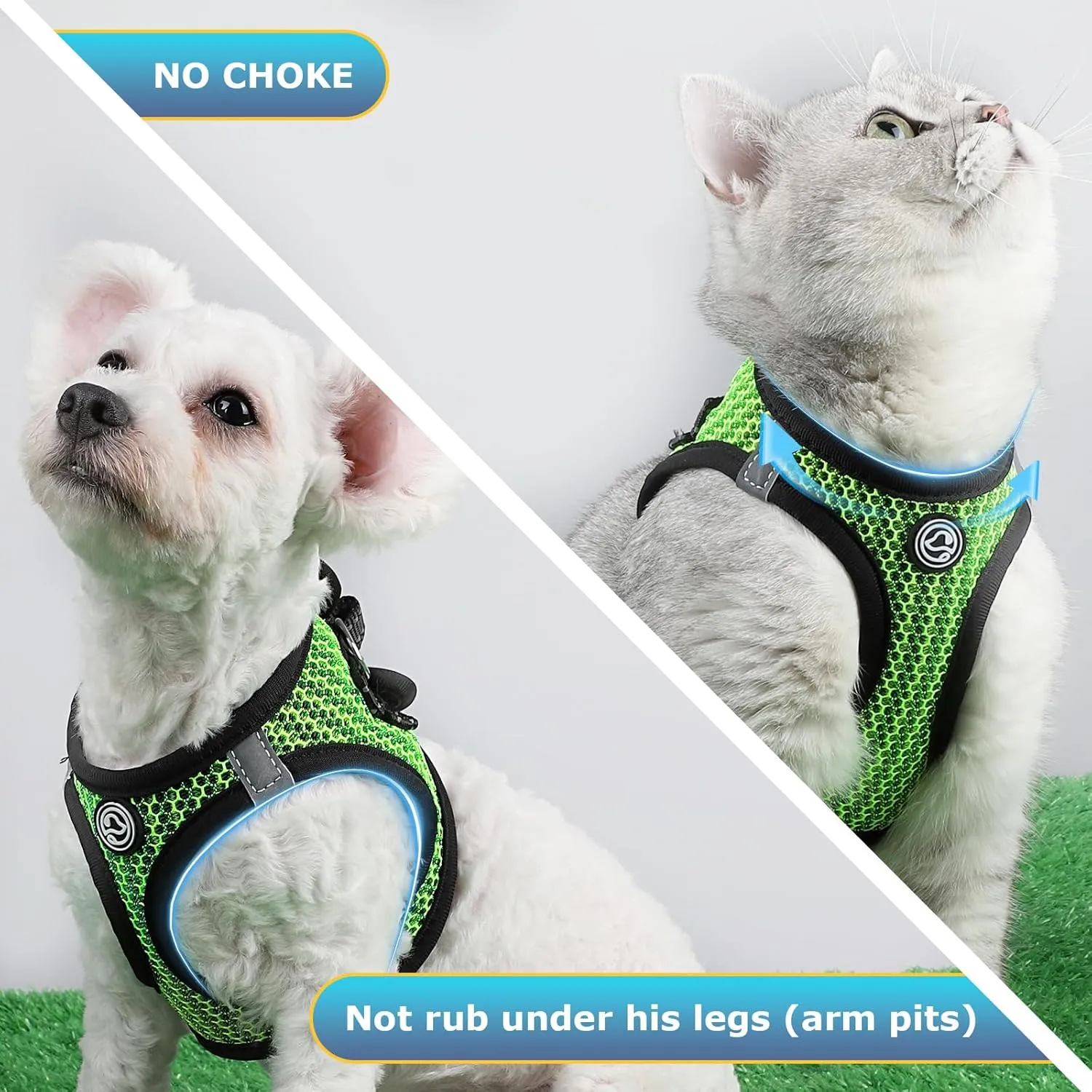 No Pull Small Dog Harness for Under 22 lbs Dogs, Step in Air Mesh Puppy Reflective Lightweight Dogs Cats Vest (Green