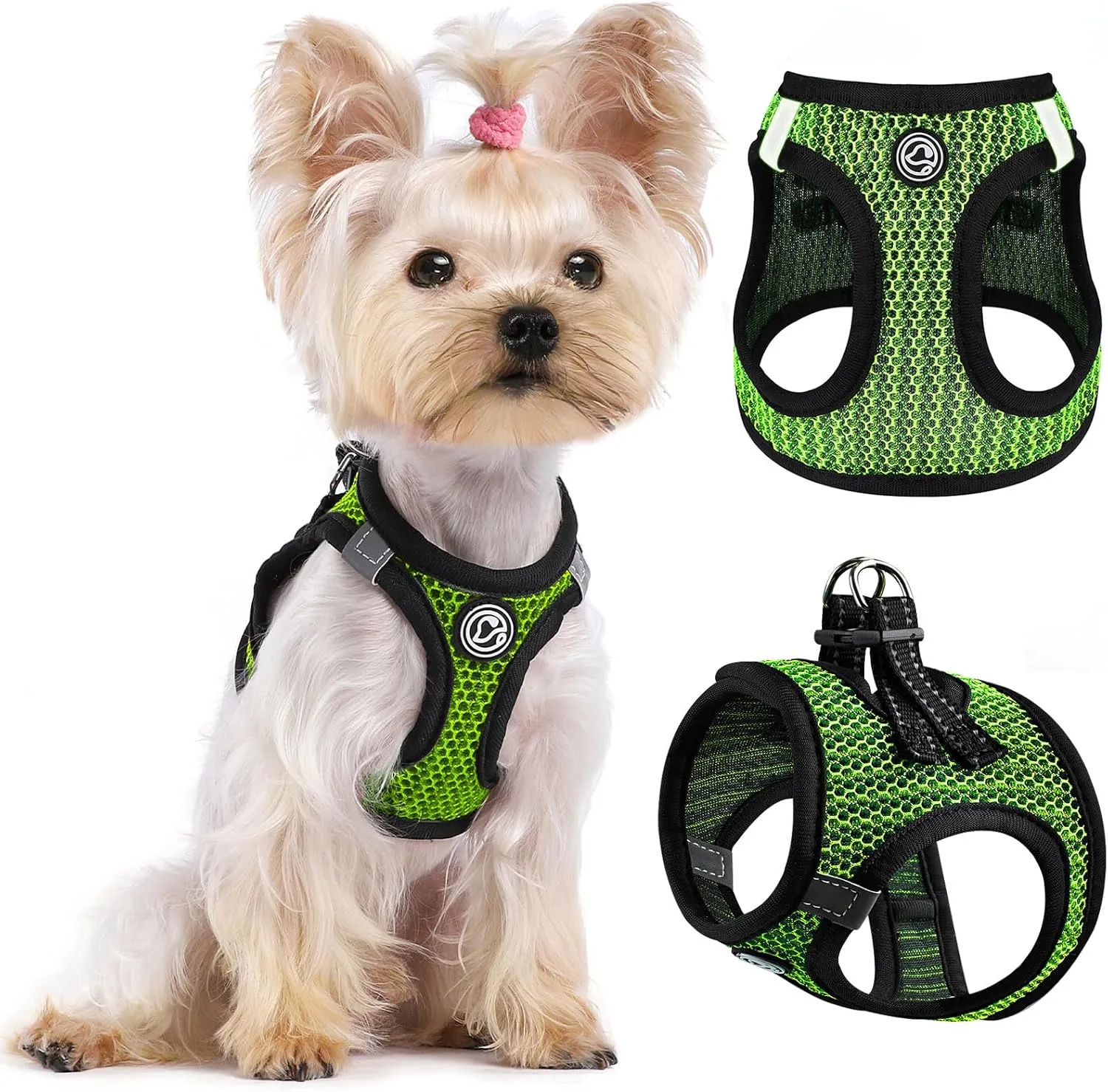 No Pull Small Dog Harness for Under 22 lbs Dogs, Step in Air Mesh Puppy Reflective Lightweight Dogs Cats Vest (Green
