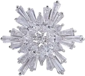 OKA Clear Austrian Crystal Winter Snowflake Brooch Pin, Elegant White Crystal Brooch Pins for Women
