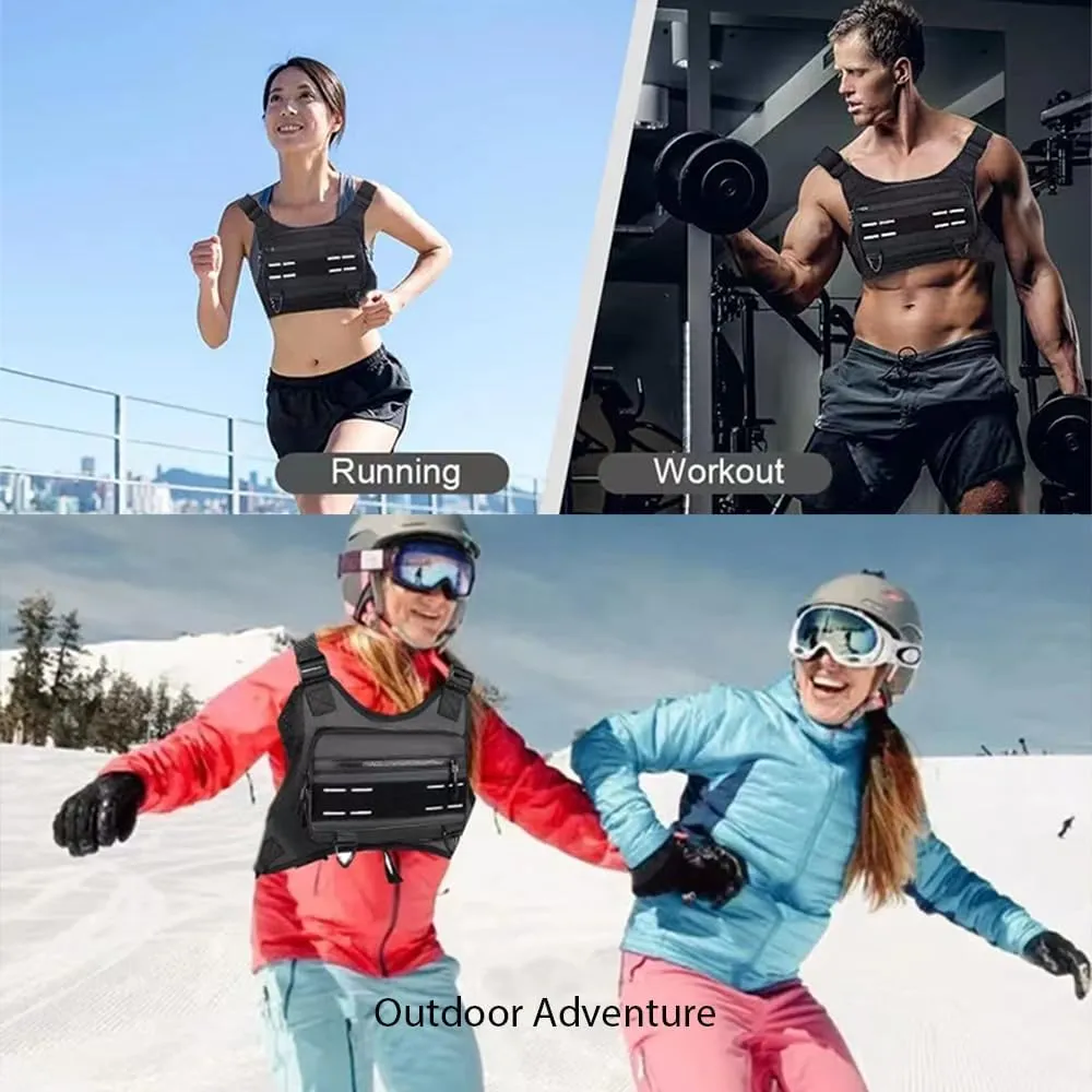 Outdoor Sports Chest Bag for Men and Women, Tactical Vest For Running, Hiking, Cycling, EDC Travel Chest Pack Rig, Water Resistant Lightweight Front Running Vest Bag With Extra Storage