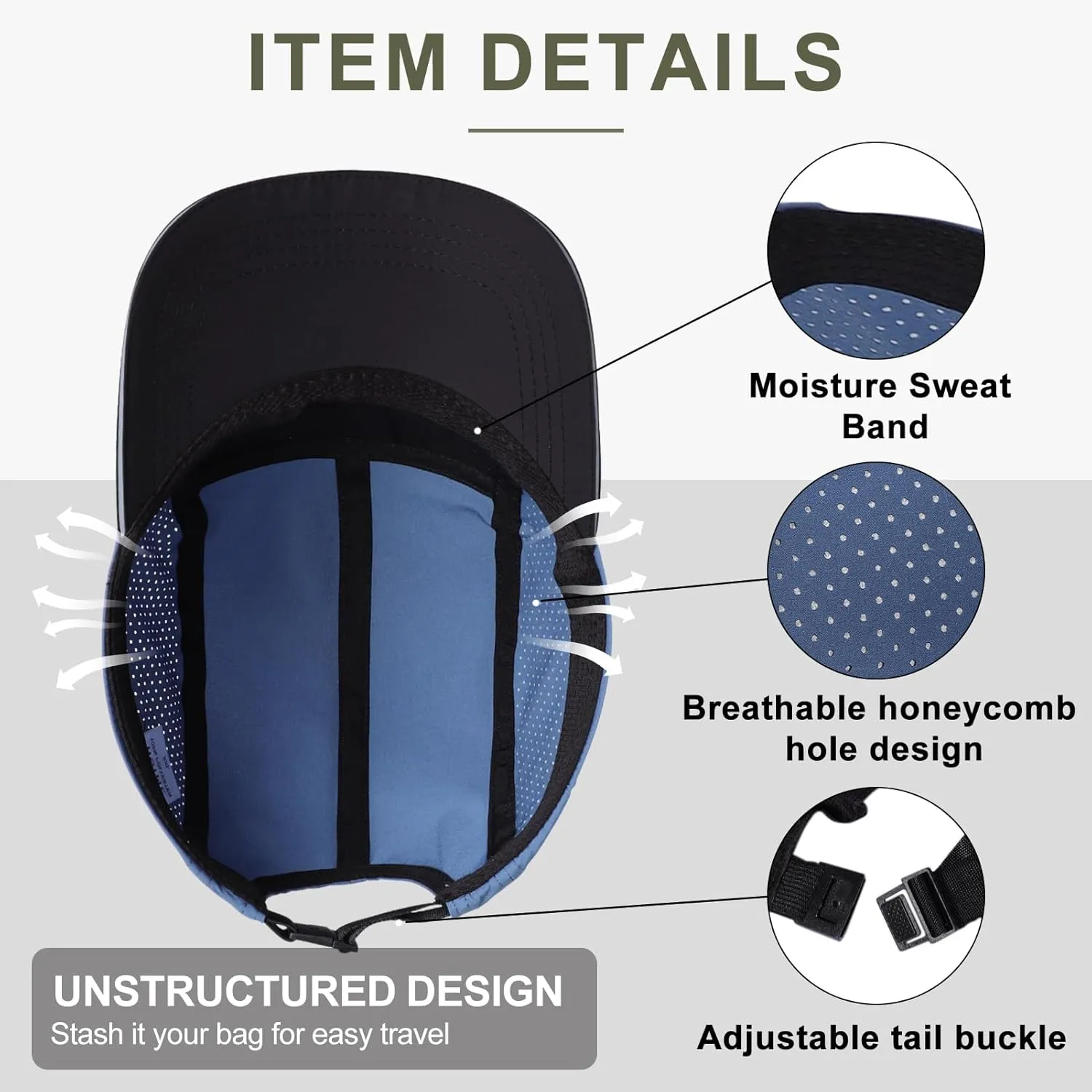 Oversize XXL Mens Quick Dry Baseball Cap Cooling Breathable Mesh Sports Cap Lightweight Snapback Hat for Big Head