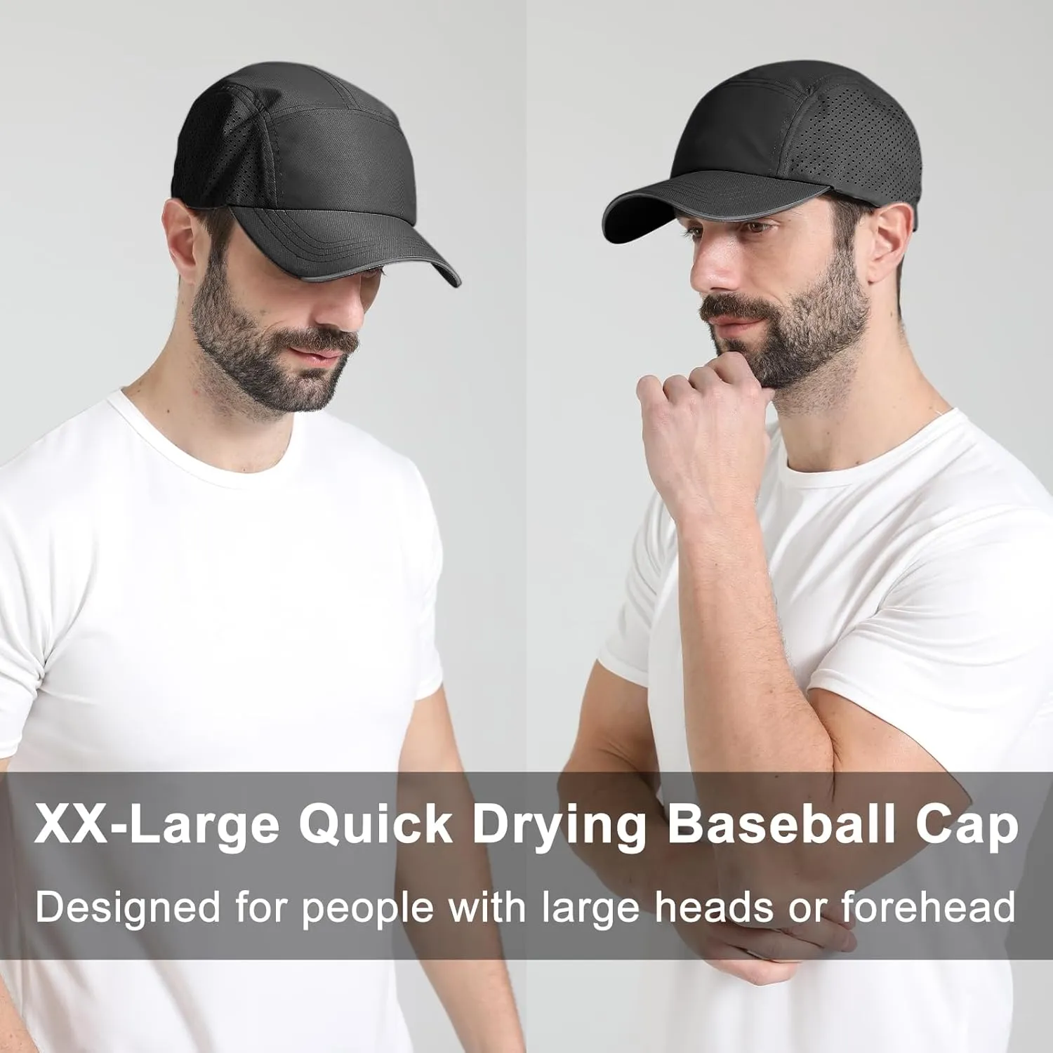 Oversize XXL Mens Quick Dry Baseball Cap Cooling Breathable Mesh Sports Cap Lightweight Snapback Hat for Big Head