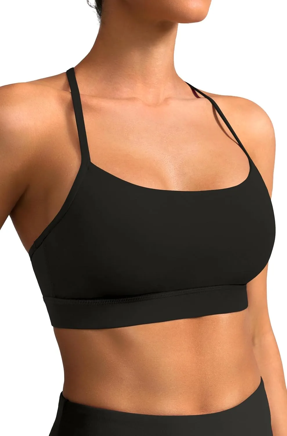 Padded Y-Back Sports Bra for Women - Racerback Low Impact Spaghetti Strap for Yoga Workout Top
