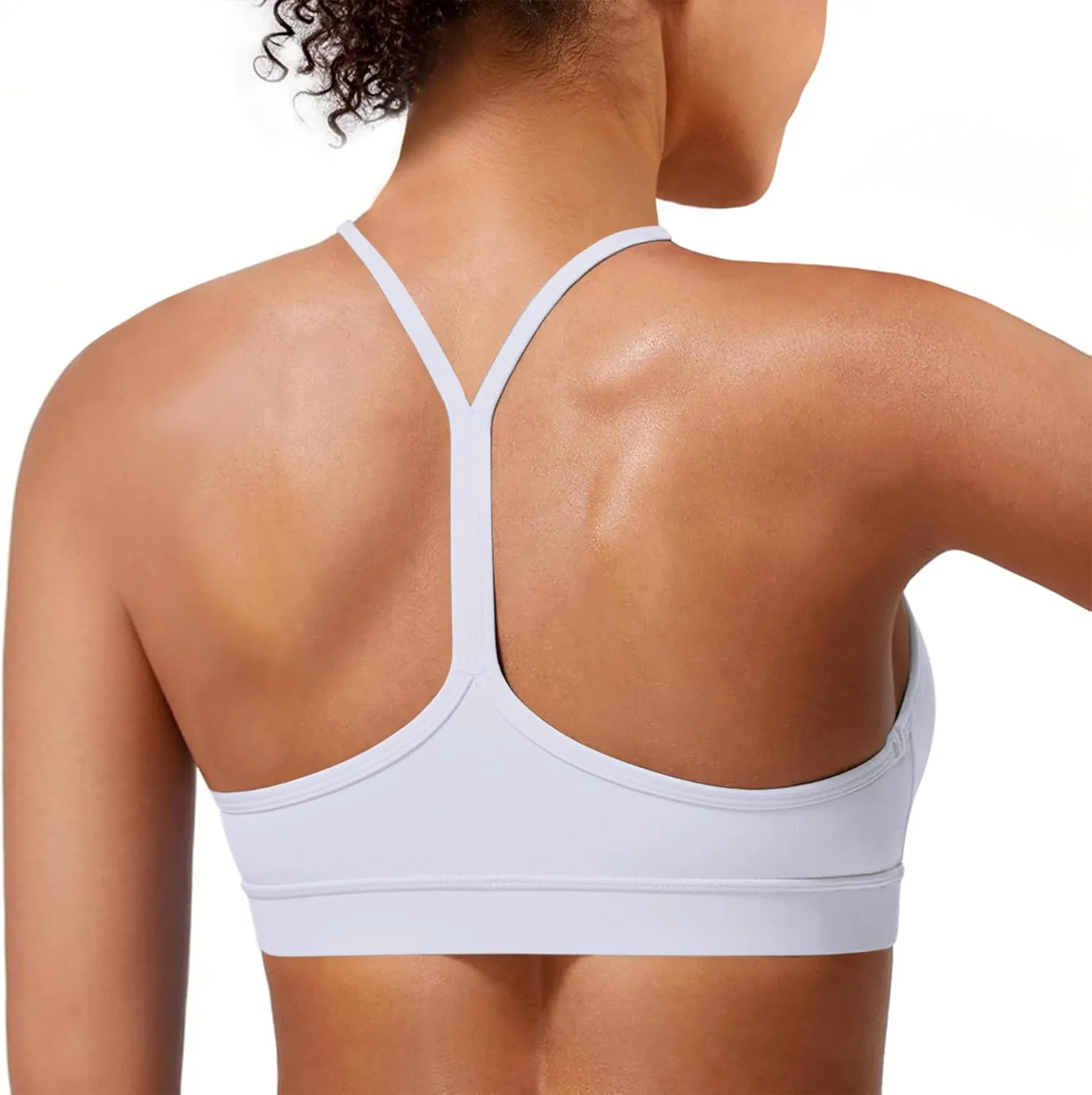 Padded Y-Back Sports Bra for Women - Racerback Low Impact Spaghetti Strap for Yoga Workout Top