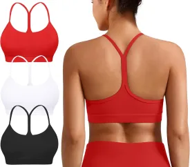 Padded Y-Back Sports Bra for Women - Racerback Low Impact Spaghetti Strap for Yoga Workout Top