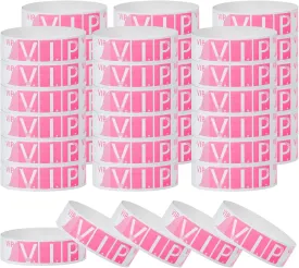 PATIKIL VIP Paper Wristbands for Events, 600 Pack Neon Party Wrist Bands, Colored Waterproof Concert Identification Wristbands Hand Bands for Bar Entrance Admission Fluorescent Pink