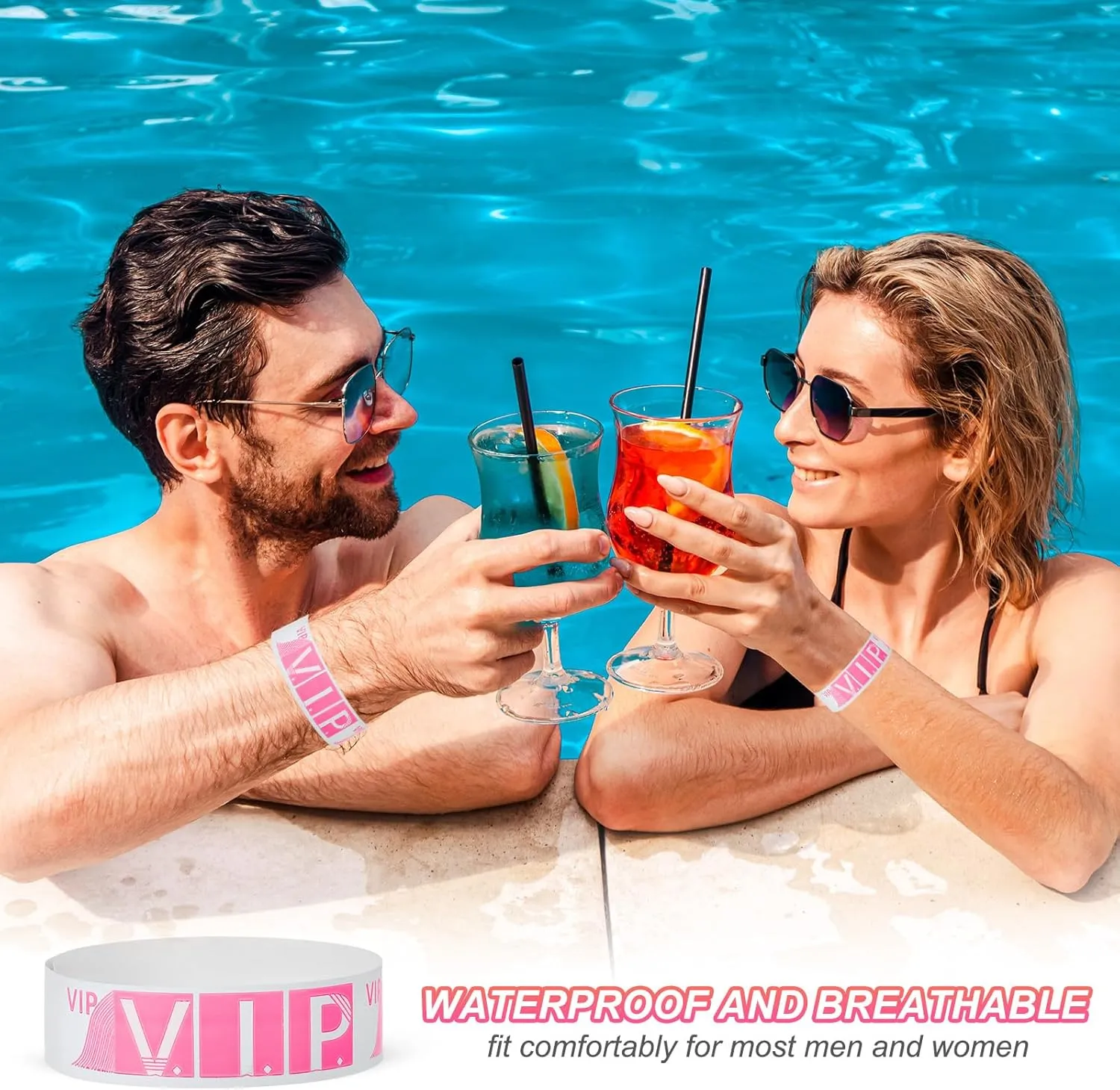PATIKIL VIP Paper Wristbands for Events, 600 Pack Neon Party Wrist Bands, Colored Waterproof Concert Identification Wristbands Hand Bands for Bar Entrance Admission Fluorescent Pink
