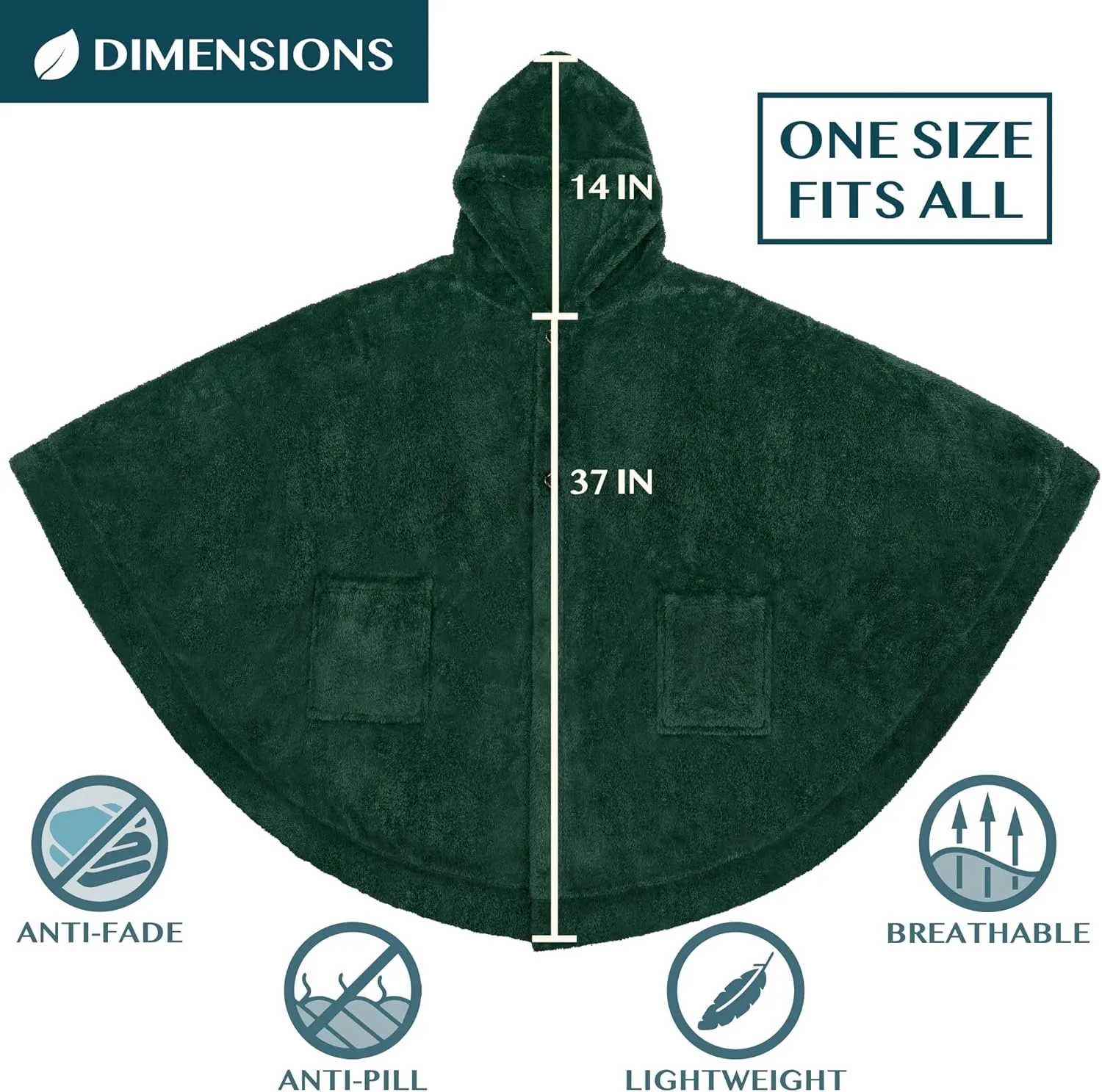PAVILIA Angel Wrap Hooded Blanket Poncho, Wearable Blanket Throw Wrap Poncho for Women Adult, Cozy Fluffy Sherpa Fleece Shawl Cape with Hood pockets, Warm Gift for Mom Wife, Emerald Green