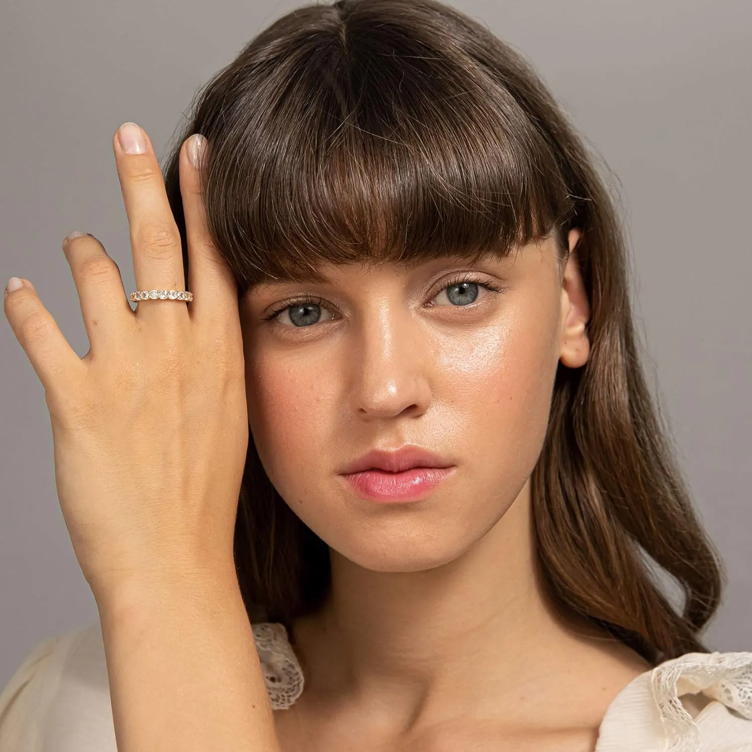 PAVOI 14K Gold Plated Rings with Cubic Zirconia Love - 4mm Stackable for Women - Gold Rings