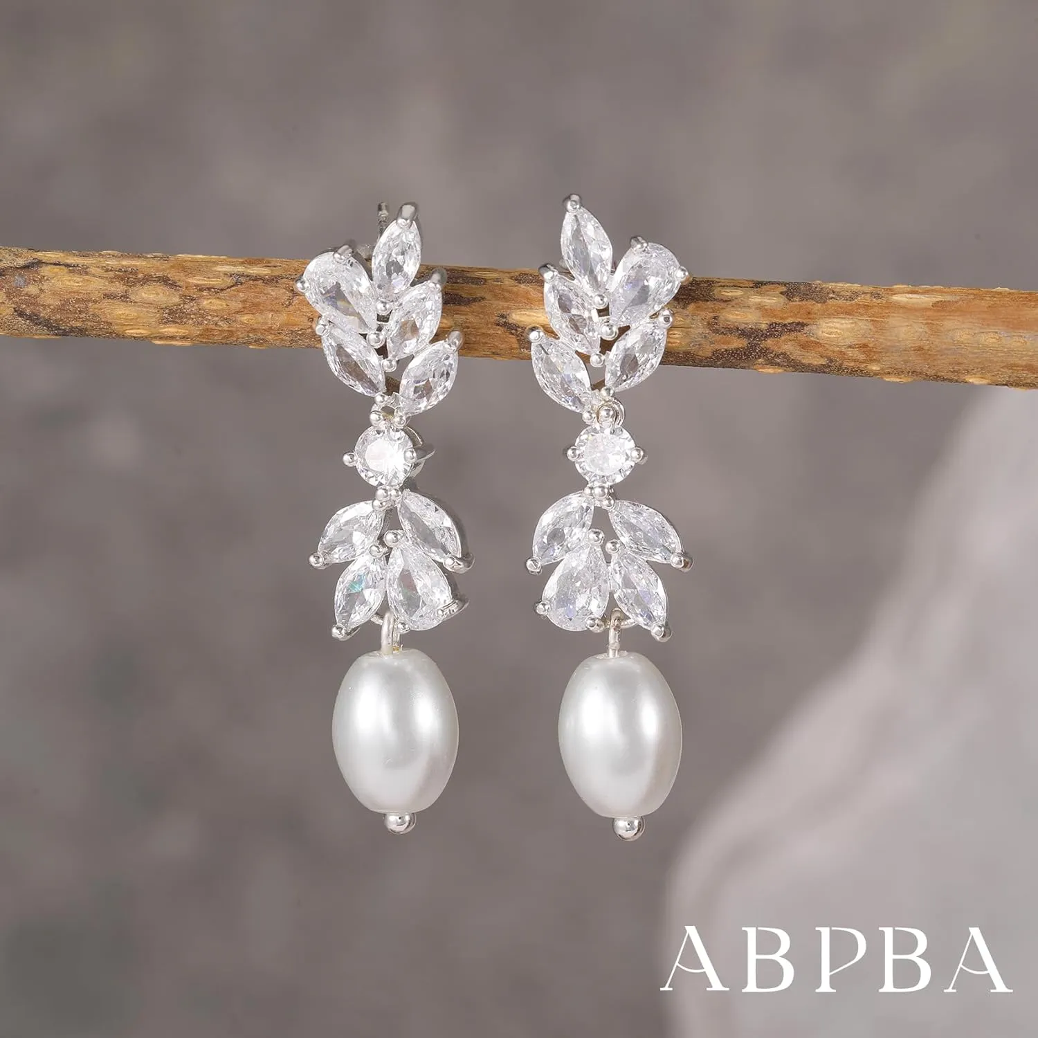 Pearl Drop Earrings for women, Dainty Bride Earrings for Wedding, Lightweight Hypoallergenic Pearl and Diamond Earring Fashion Jewelry Gift