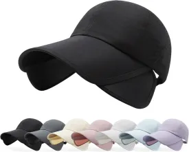 Peicees Wide Brim Baseball Cap for Women Mens Sun Hat with Retractable Brim UV Sun Protection for Golf Tennis Sports Hiking