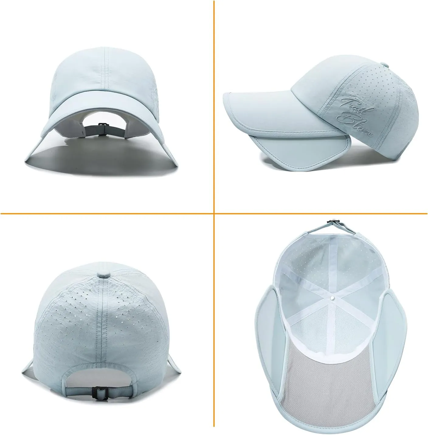 Peicees Wide Brim Baseball Cap for Women Mens Sun Hat with Retractable Brim UV Sun Protection for Golf Tennis Sports Hiking