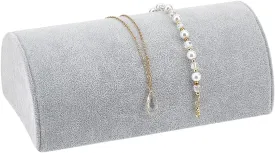 PH PandaHall Half Moon Velvet Bracelet Display, Soft Jewelry Display Stand Light Grey Bracelet Necklace Holder Watch Display Ramp Stand for Selling Retail Show Home and Business Use