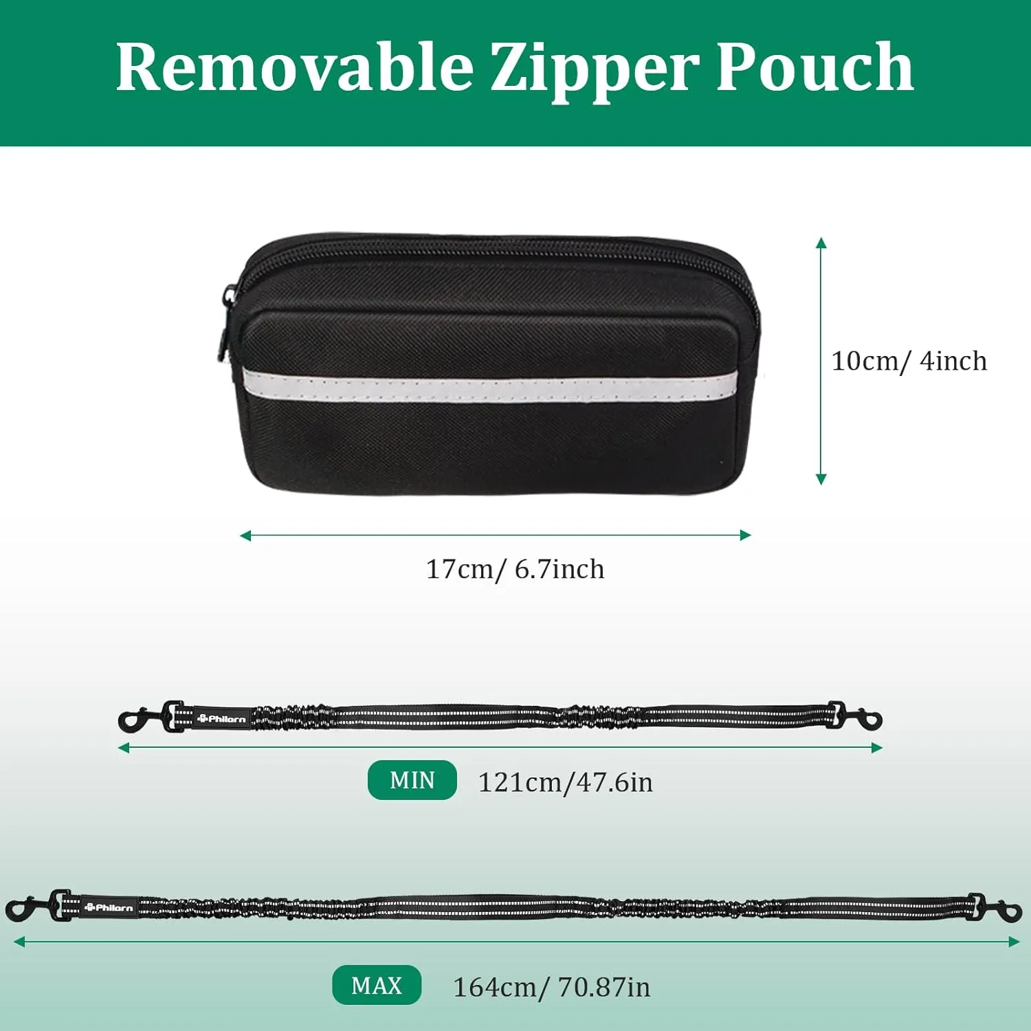 Philorn Hands Free Dog Leash for 2 Dogs, Adjustable Waist Leash for Medium Large Dogs Walking, Running, Jogging, Hiking, Dual Handles and Durable Bungee