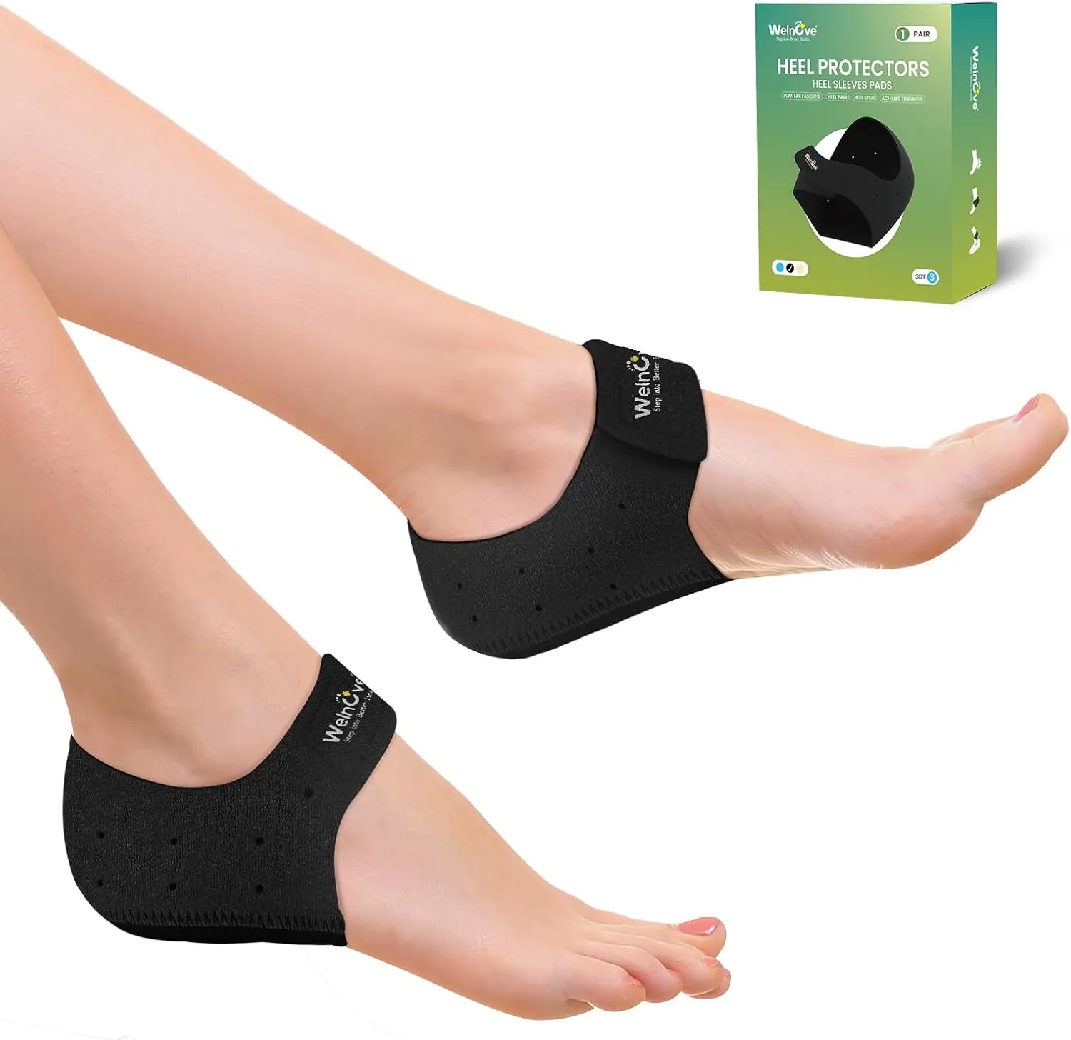 Plantar Fasciitis Gel Heel Protectors - Welnove Heel Cups for Women Men Heels Spur Pain Relief - Heel Inserts Pads for Achilles Tendonitis Dry Cracked Heel Support Cushion (W 4.5-9 / M 5-8)